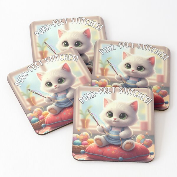 Item preview, Purr-Fect Stitches – Cute Cartoon Cat Sewing with Needle and Thread designed and sold by FunStitch.