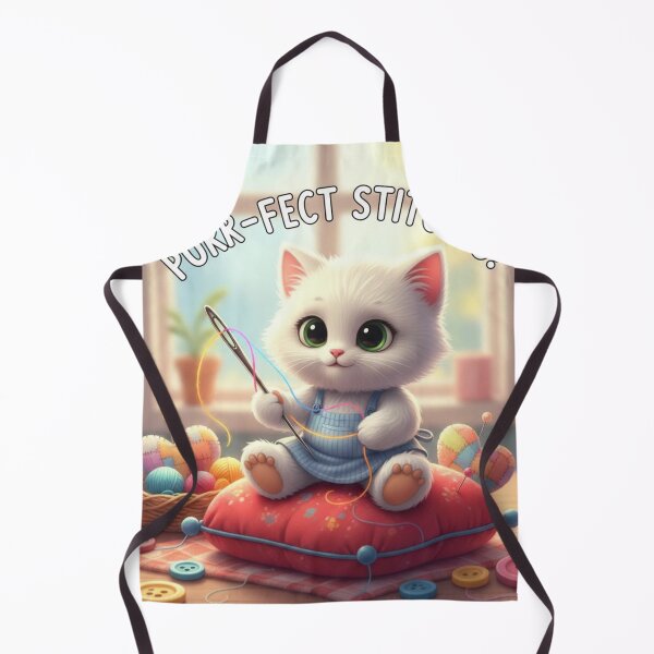 Item preview, Purr-Fect Stitches – Cute Cartoon Cat Sewing with Needle and Thread designed and sold by FunStitch.