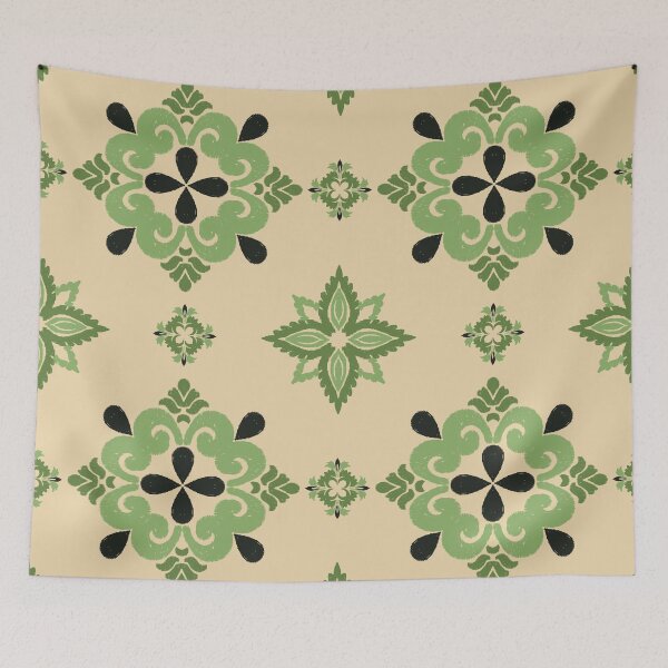 Item preview, Seamless Vintage Green Floral Pattern with Ornamental Ethnic Motifs. designed and sold by kasune-shop.