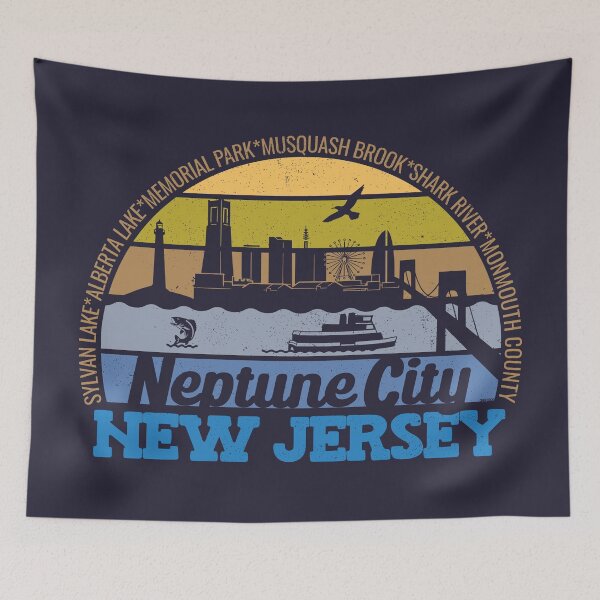 Item preview, Neptune City New Jersey Sunset Retro Vintage Local Pride Logo designed and sold by CRHPOD20.