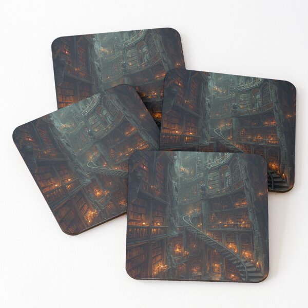 Item preview, Ancient Mountain Library Floating Candles Dark Fantasy Art designed and sold by Kynura.