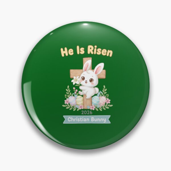 Item preview, He Is Risen Bunny Cross | Cute Religious Easter 2026 Christian Bunny Design designed and sold by Supergrafix07.