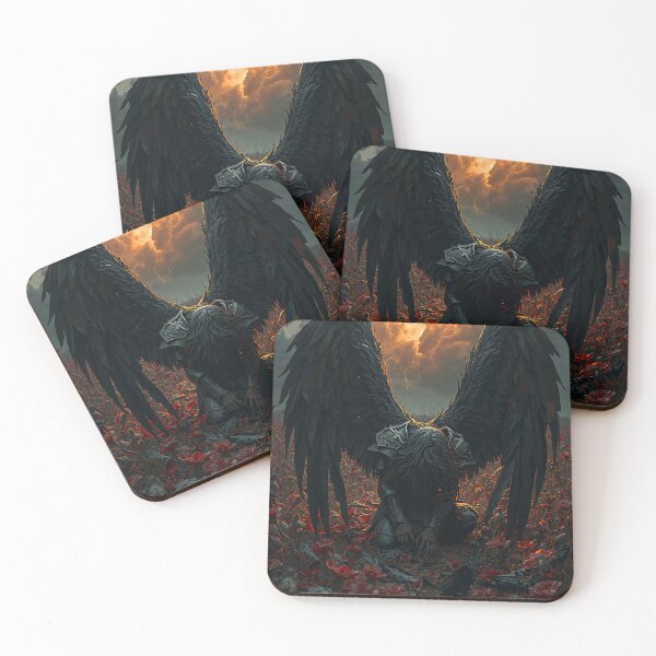 Item preview, Fallen Angel Black Wings Eclipse Dark Fantasy Art designed and sold by Kynura.