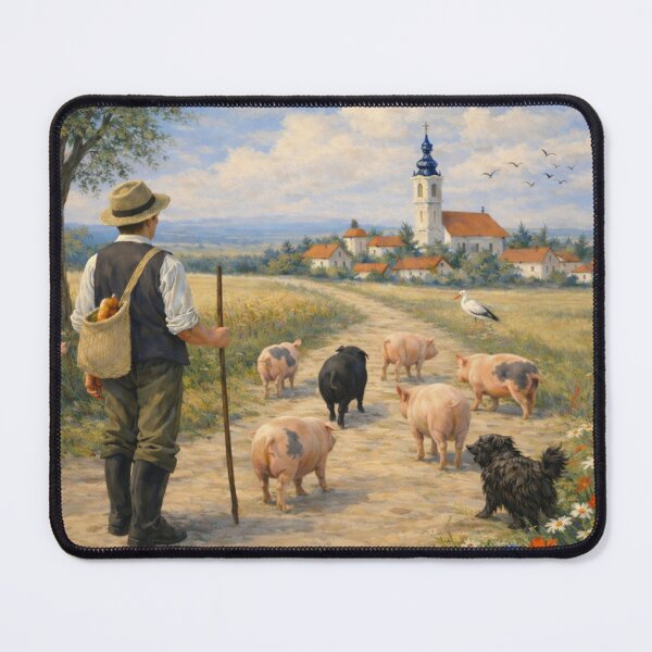 Item preview, Pigs Painting – Returning from the Forest Countryside Art designed and sold by slikar.