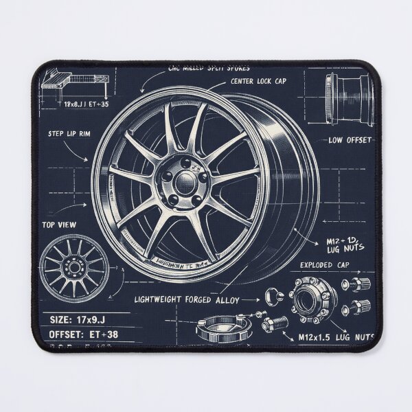 Item preview, 90s Motorsport Split-Spoke Wheel Blueprint – RSR-17 Europe Division Technical Illustration | THRTL Automotive Art designed and sold by ClassicThrottle.