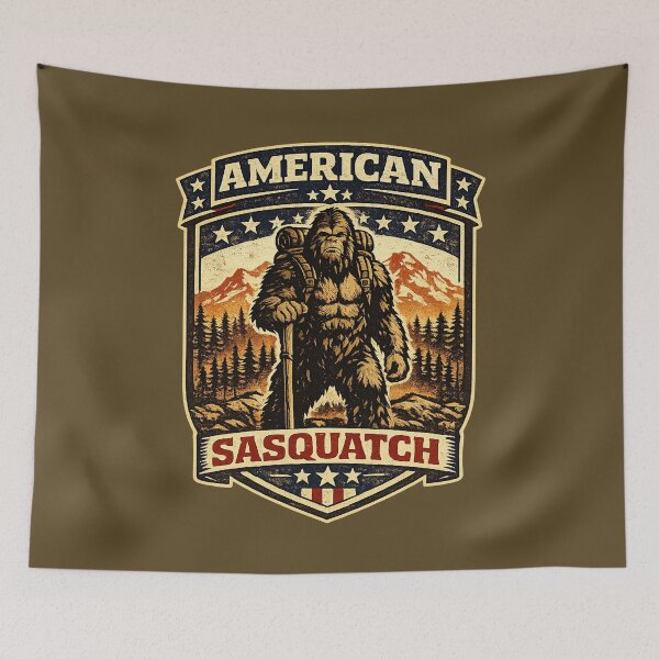 Item preview, American Sasquatch – Patriotic Bigfoot Outdoor Badge designed and sold by amarvilks.