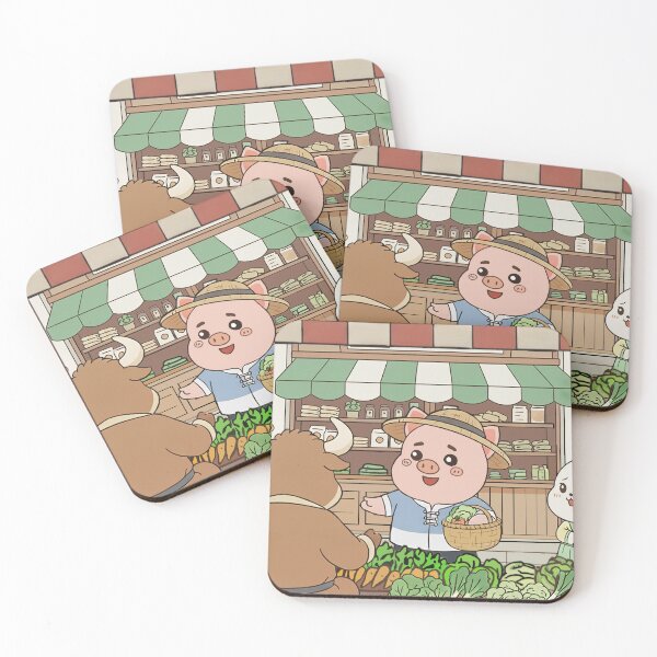 Item preview, Pig and Bunny at the Countryside Market bargaining for vegetable, Art Print designed and sold by Amelune Sketchbook.