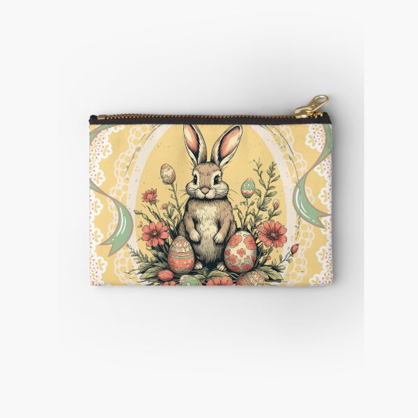 Item preview, Vintage Easter Bunny, Spring Flower Garden, Coquette Lace Yellow Egg, Cottage Core designed and sold by Forevermore.