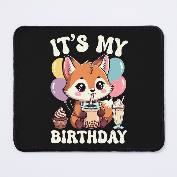 Item preview, It's My Birthday Cute Fox Boba Tea Lover Sweet Treats Celebration designed and sold by GrumpySableye.