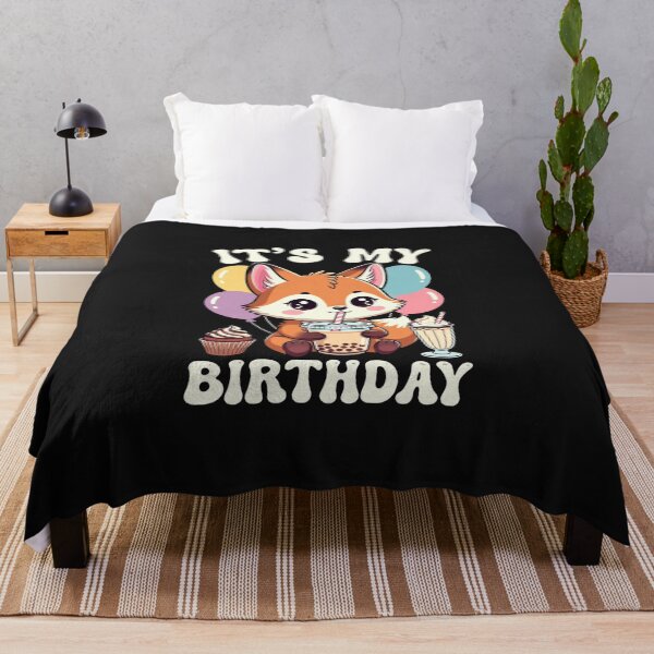 Item preview, It's My Birthday Cute Fox Boba Tea Lover Sweet Treats Celebration designed and sold by GrumpySableye.