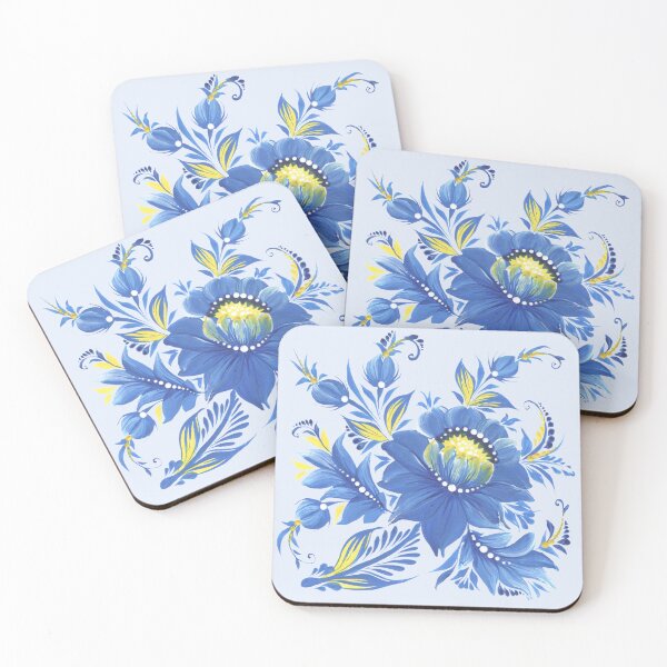 Item preview, Petrykivka art Blu and yellou flowers Ukranian flowers Ukranian art designed and sold by Sunflower-7.