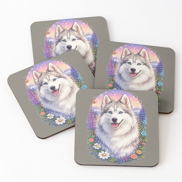 Item preview, Ilustración de un husky siberiano de ojos azules: majestuoso perro de pelaje blanco designed and sold by Bizertart.