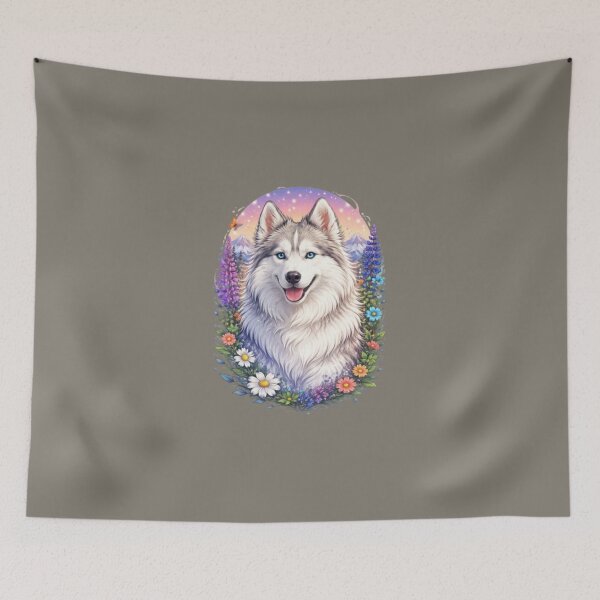 Item preview, Ilustración de un husky siberiano de ojos azules: majestuoso perro de pelaje blanco designed and sold by Bizertart.