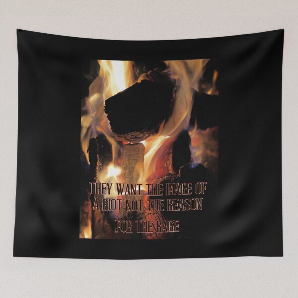 Item preview, They Want the Image of a Riot Not the Reason – Skull in Flames Protest Art Print designed and sold by aadventures.