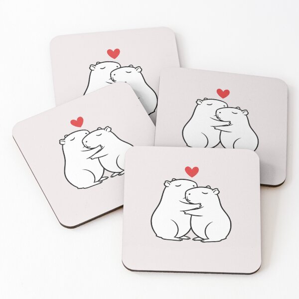 Item preview, Cute Capybara Hug Couple with Red Heart designed and sold by PixelQ.