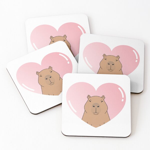 Item preview, Cute Kawaii Capybara in Pink Heart Sticker designed and sold by PixelQ.