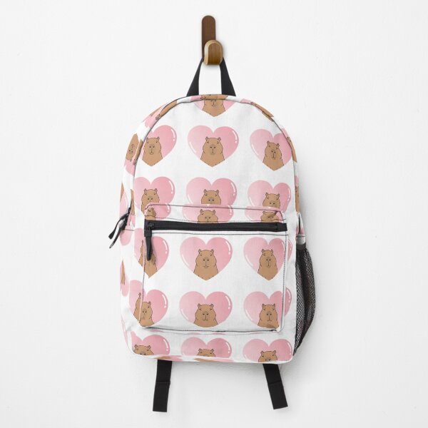 Item preview, Cute Kawaii Capybara in Pink Heart Sticker designed and sold by PixelQ.