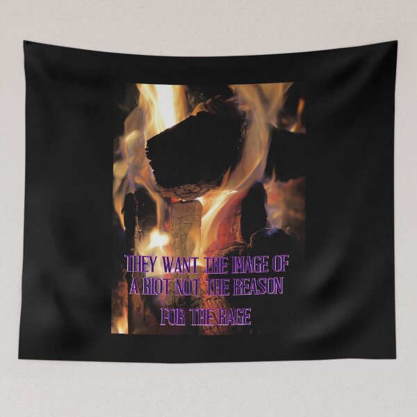 Item preview, They Want the Image of a Riot Not the Reason – Skull in Flames Protest Art Print designed and sold by aadventures.
