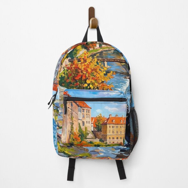 Item preview, Český Krumlov, Czech Republic Vintage Oil Painting - Vesper the Black Cat designed and sold by VoidVoyage.