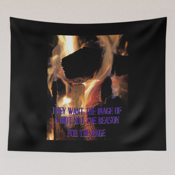 Item preview, They Want the Image of a Riot Not the Reason – Skull in Flames Protest Art Print designed and sold by aadventures.