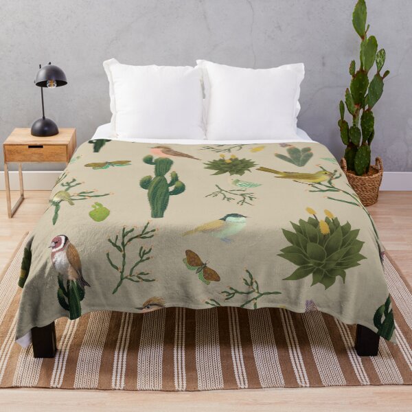 Item preview, Desert Serenade Birds & Butterflies on soft taupe designed and sold by phatlizzardart.