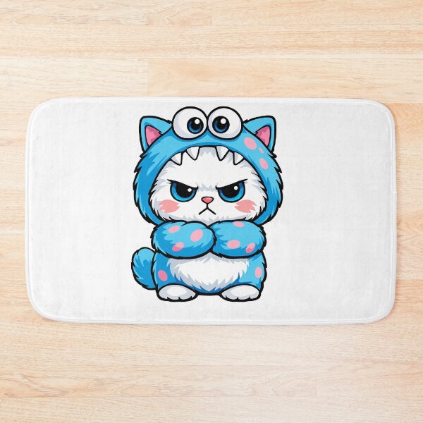Item preview, Grumpy Cat in Blue Monster Costume – Cute Kawaii Angry Kitty Sticker designed and sold by CozyCritterShop.