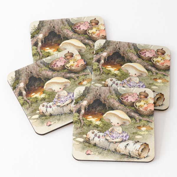 Item preview, Mushroom Folk Crafting - Cottagecore Forest Art designed and sold by PictorialWhimsy.