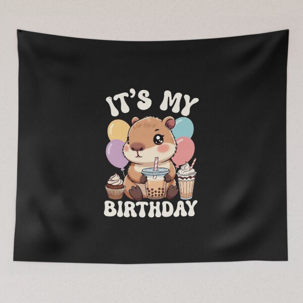 Item preview, It's My Birthday Capybara Boba Celebration designed and sold by GrumpySableye.