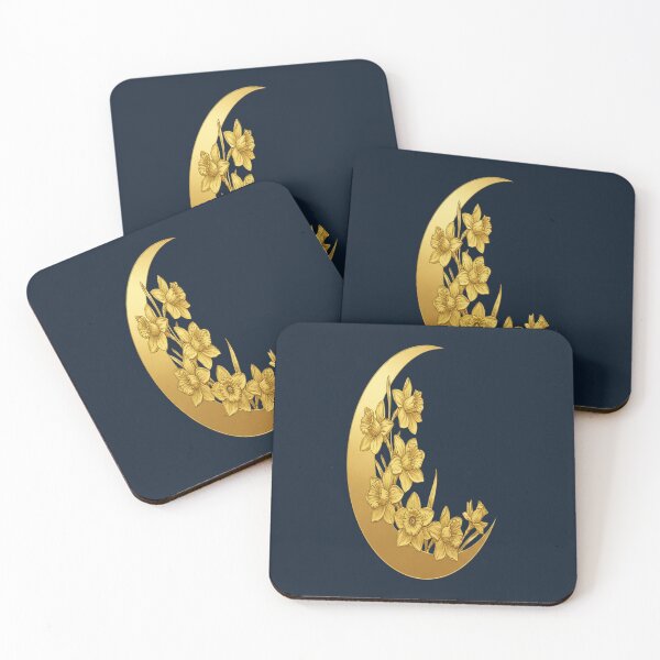 Item preview, Golden Crescent Moon with Daffodils – Celestial Botanical Spring Design designed and sold by SasmitaStudioCo.