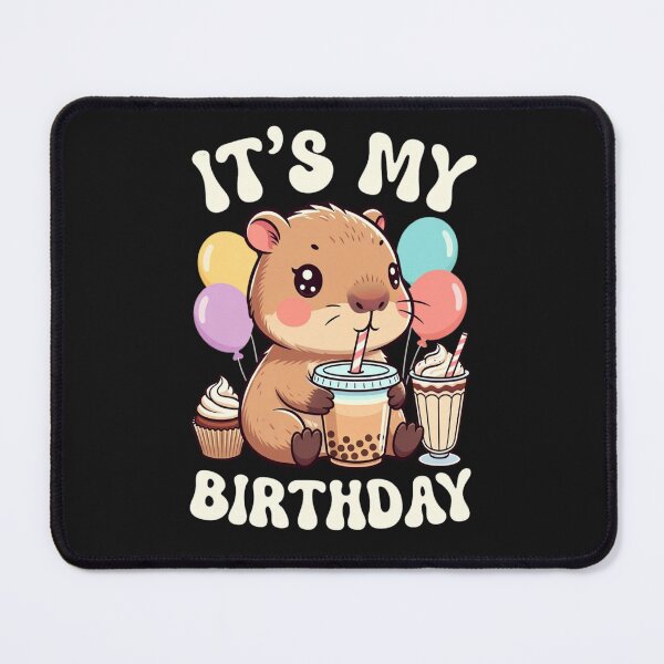 Item preview, It's My Birthday Capybara Bubble Tea Lover Celebration designed and sold by GrumpySableye.