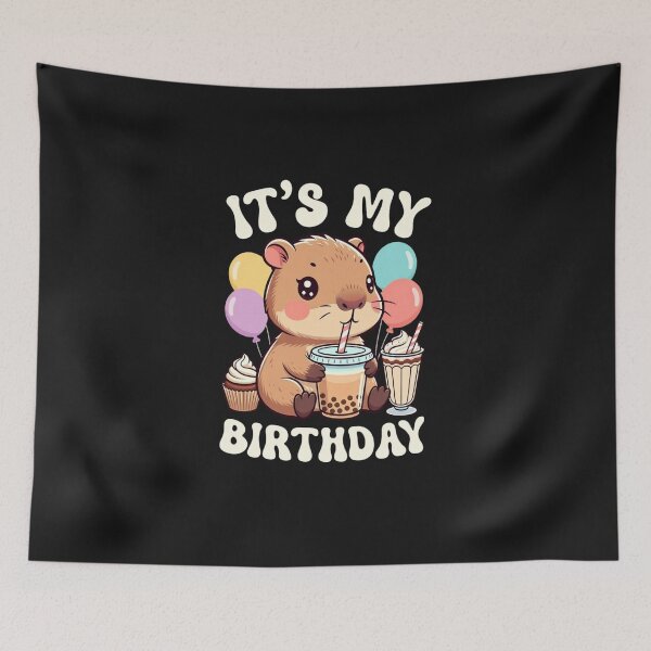 Item preview, It's My Birthday Capybara Bubble Tea Lover Celebration designed and sold by GrumpySableye.