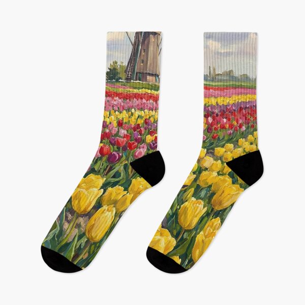 Item preview, Keukenhof Gardens, Netherlands Vintage Oil Painting - Vesper the Black Cat designed and sold by VoidVoyage.