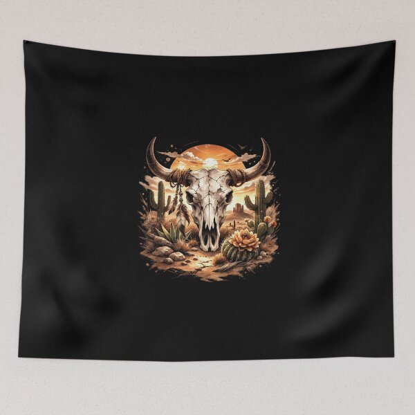 Item preview,  Western Bull Skull Illustration – Desert Cactus Vintage Art designed and sold by Bizertart.