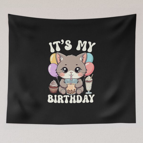 Item preview, It's My Birthday Feline Bubble Tea Party designed and sold by GrumpySableye.