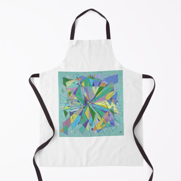 Item preview, Bold geometric chaotic triangular acrylic and oil pastel abstract art in aqua, blue, green and yellow designed and sold by JoLloyd7.