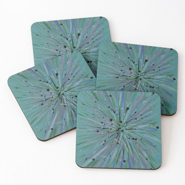 Item preview, Ideas - abstract energetic cosmic acrylic painted art in teal, silver and blue designed and sold by JoLloyd7.