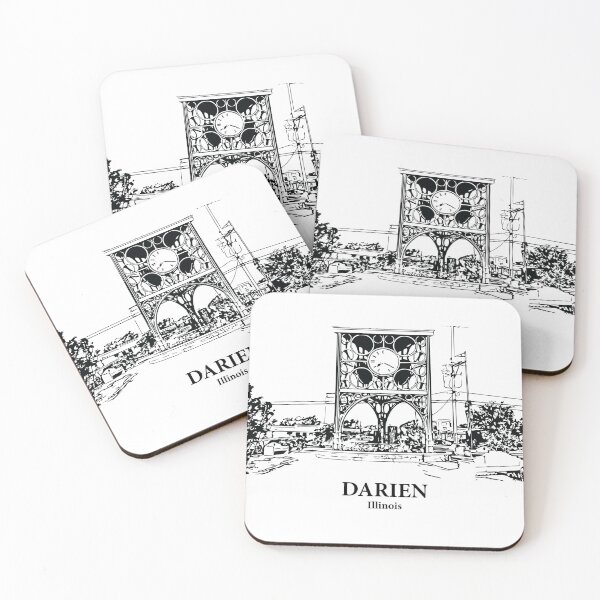 Item preview, Darien IL - Ink Cityscape Illustration designed and sold by Lakeric Cityscapes.