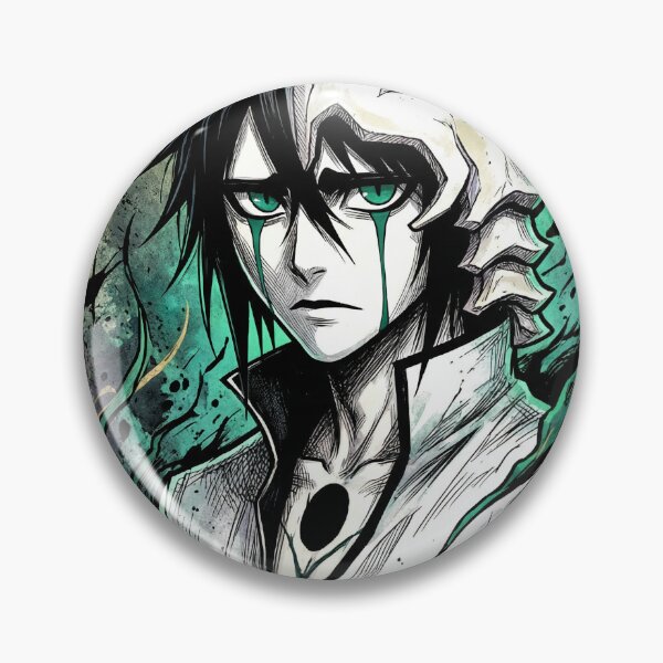 Item preview, Ulquiorra Messy Black Hair Arrancar Fan Art – Green Eyes Teal Lines Melancholic Design designed and sold by Senpaiwaves.