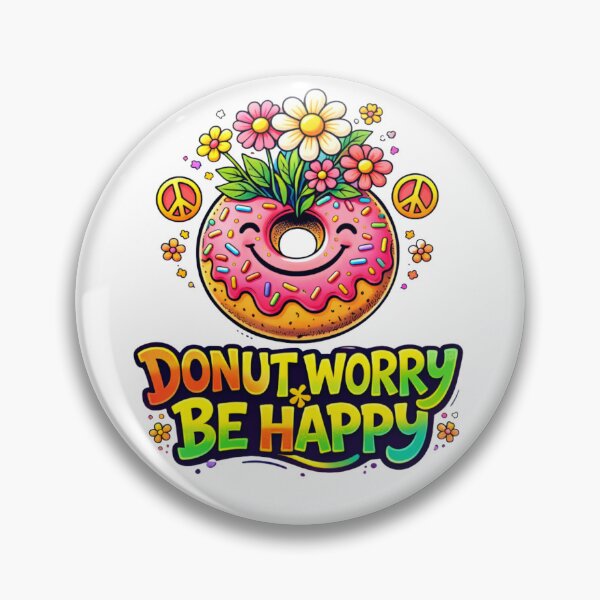 Item preview, Donut Worry Be Happy Floral designed and sold by RetroRespect.