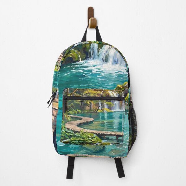Item preview, Plitvice Lakes, Croatia Vintage Oil Painting - Vesper the Black Cat designed and sold by VoidVoyage.