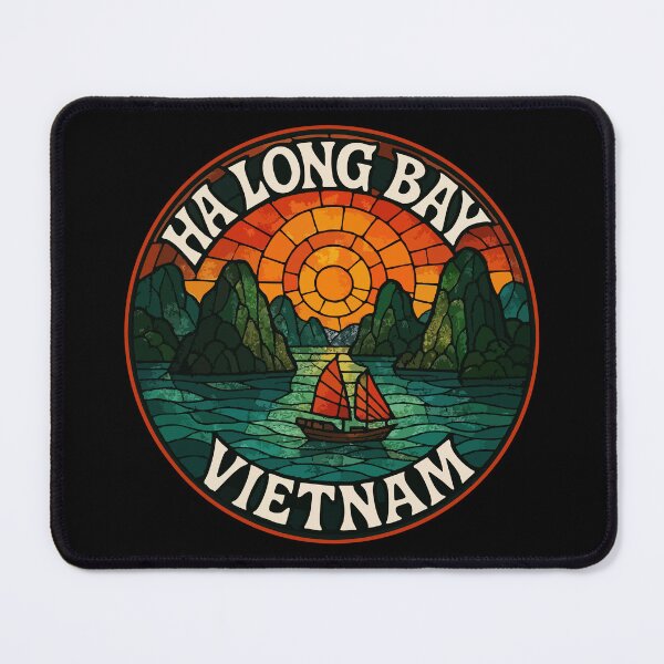 Item preview, Ha Long Bay Retro Stained Glass Art Travel designed and sold by TomFrontierArt.