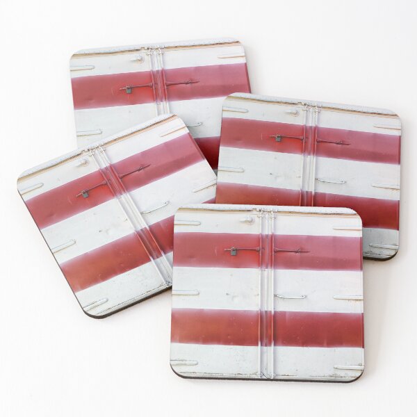 Item preview, Industrial White and Red Striped Metal Door with Padlock designed and sold by LRPhotoart.