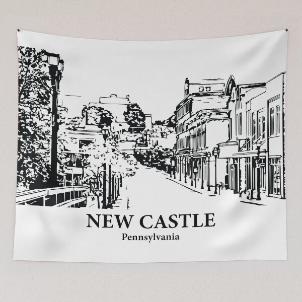 Item preview, New Castle PA - Ink Cityscape Illustration designed and sold by Lakeric Cityscapes.