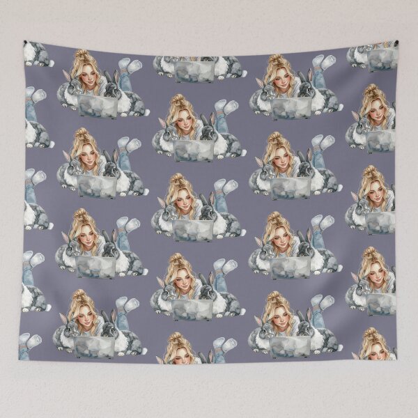 Item preview, Working from home with Hoppel, grey and white rabbits designed and sold by LiskoDesign.