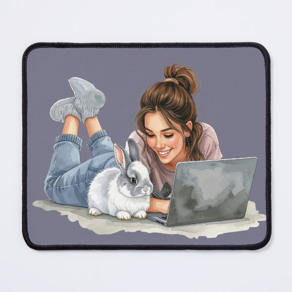 Item preview, Working from home with Hoppel, a little grey rabbit designed and sold by LiskoDesign.