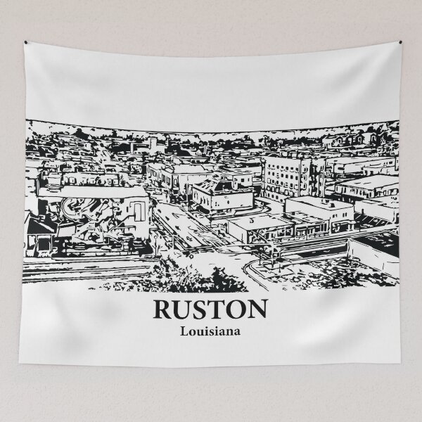 Item preview, Ruston LA - Ink Cityscape Illustration designed and sold by Lakeric Cityscapes.