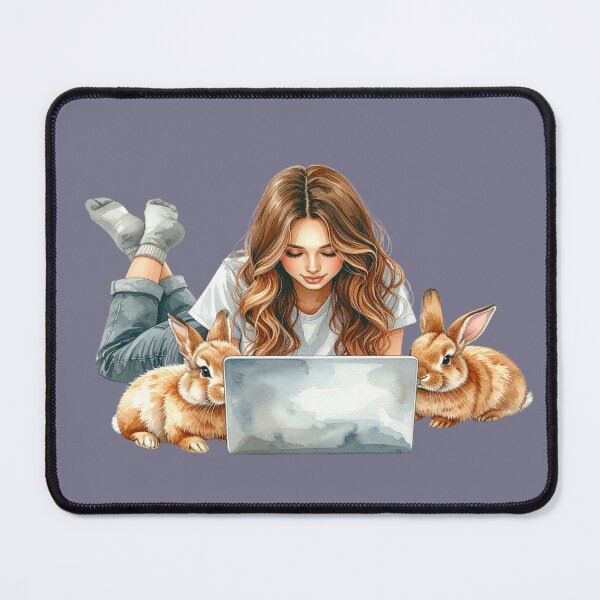 Item preview, Working from home with Hoppel, brown rabbits, little helpers designed and sold by LiskoDesign.