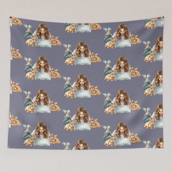 Item preview, Working from home with Hoppel, brown rabbits, little helpers designed and sold by LiskoDesign.