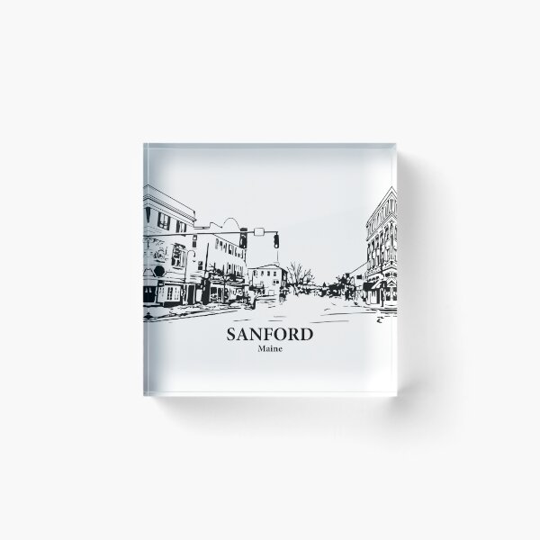 Item preview, Sanford ME - Ink Cityscape Illustration designed and sold by Lakeric Cityscapes.