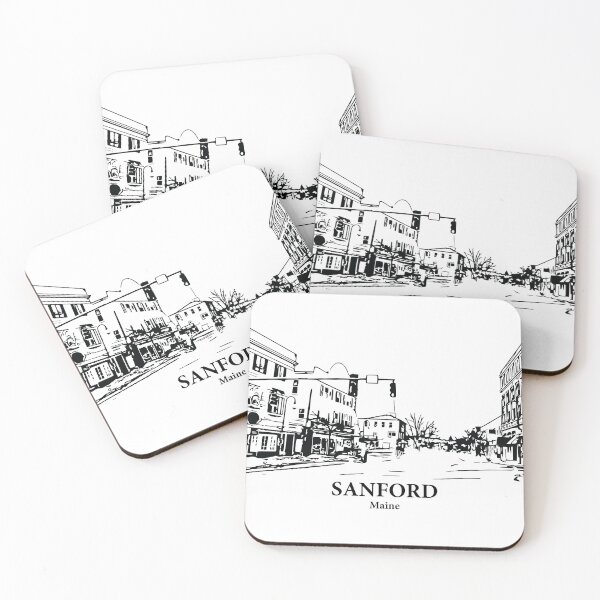 Item preview, Sanford ME - Ink Cityscape Illustration designed and sold by Lakeric Cityscapes.